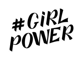 Girl power black handwritten inscription on white background. GRL PWR hand lettering. Feminist slogan. Empowering phrase, saying. Modern illustration for t-shirt, sweatshirt, or other apparel print.