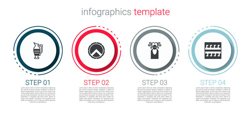 Set Ancient amphorae, Greek shield, Medusa Gorgon and pattern. Business infographic template. Vector