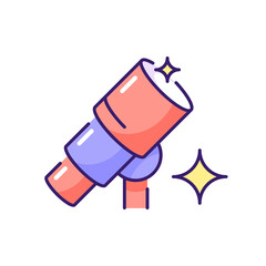 Telescope RGB color icon. Optical instrument with lenses for astronomer to observe space bodies remotely. Exploring new planets and stars. Isolated vector illustration