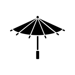 Korean umbrella black glyph icon. Bamboo and paper parasol. Ethnic japanese accessory. Seoul travel, oriental festival. Korean culture. Silhouette symbol on white space. Vector isolated illustration © IMG visuals icons