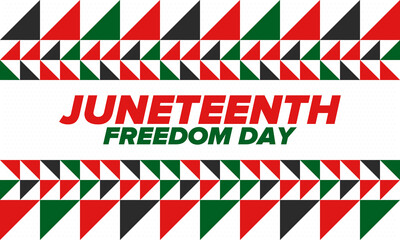 Obraz premium Juneteenth Independence Day. Freedom or Emancipation day. Annual american holiday, celebrated in June 19. African-American history and heritage. Poster, greeting card, banner and background. Vector