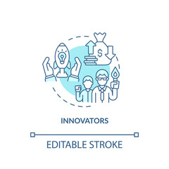 Innovators concept icon. Product adopters category idea thin line illustration. Testing new product in initial introduction phase. Vector isolated outline RGB color drawing. Editable stroke