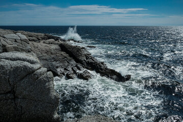 waves crashing on rocks