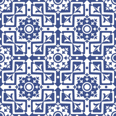 Seamless tiles background. Mosaic pattern for ceramic in dutch, portuguese, spanish, italian style.