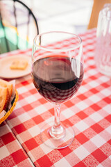 glass of wine on the table