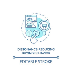 Dissonance-reducing buying behavior concept icon. Behavior type idea thin line illustration. Lessening customer tension, discomfort feelings. Vector isolated outline RGB color drawing. Editable stroke