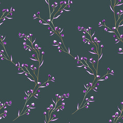 Beautiful seamless herbal vector pattern. Pattern with leaf and flowers for textile design and fabrics