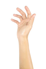 Fototapeta premium Right palm, male hand gestures and symbols Isolated on white background with clipping path