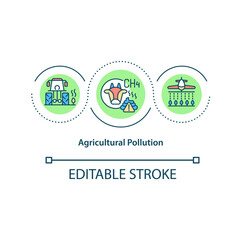 Agricultural pollution concept icon. Farming practices that harm and injure environment. Nature damaging idea thin line illustration. Vector isolated outline RGB color drawing. Editable stroke