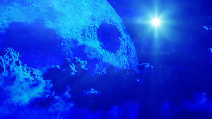 fantastic night cumulus clouds and star background , computer generated abstract 3D rendering