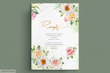 watercolor floral peonies and roses invitation card set