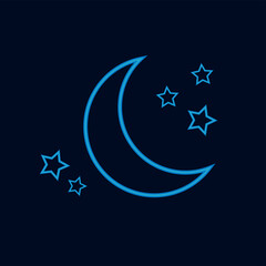 Moon and stars icon isolated. Flat design. Vector Illustration. Night with moon and stars icon in flat style. Night symbol for your web site design, logo. Vector EPS 10.