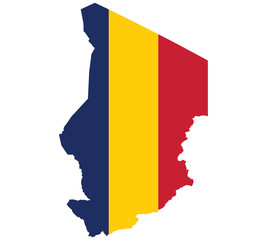 Map Flag of Chad isolated on white background. Vector illustration eps 10