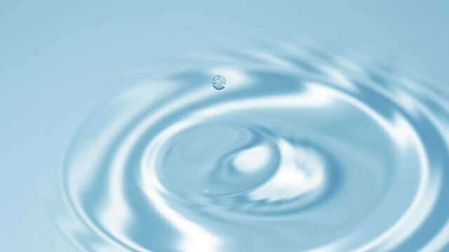 Water drop falling  on water surface. Slow motion