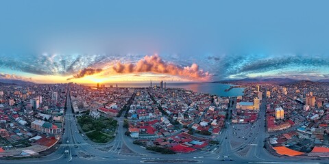 Batumi, Georgia - May 3, 2021: 360VR panorama of the city during sunset