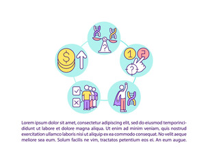 Ethical issues of gene therapy concept line icons with text. PPT page vector template with copy space. Brochure, magazine, newsletter design element. Genetic therapy linear illustrations on white