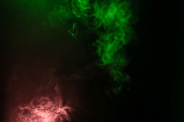 Green and pink steam on a black background.