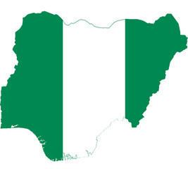 Map Flag of Nigeria isolated on white background. Vector illustration eps 10