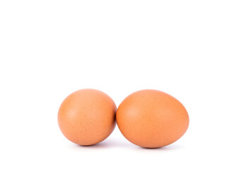Two fresh eggs from organic farms Isolated on white background