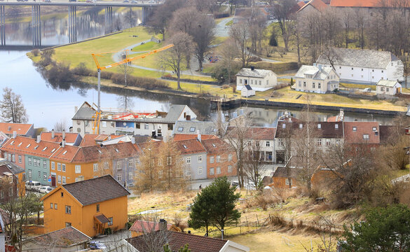 View to part of the Bakklandet - Trondheim,Norway,scandinavia,Europe