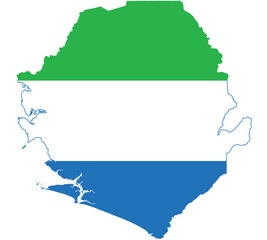 Map Flag of Sierra Leone isolated on white background. Vector illustration eps 10