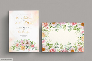 watercolor floral peonies and roses invitation card set
