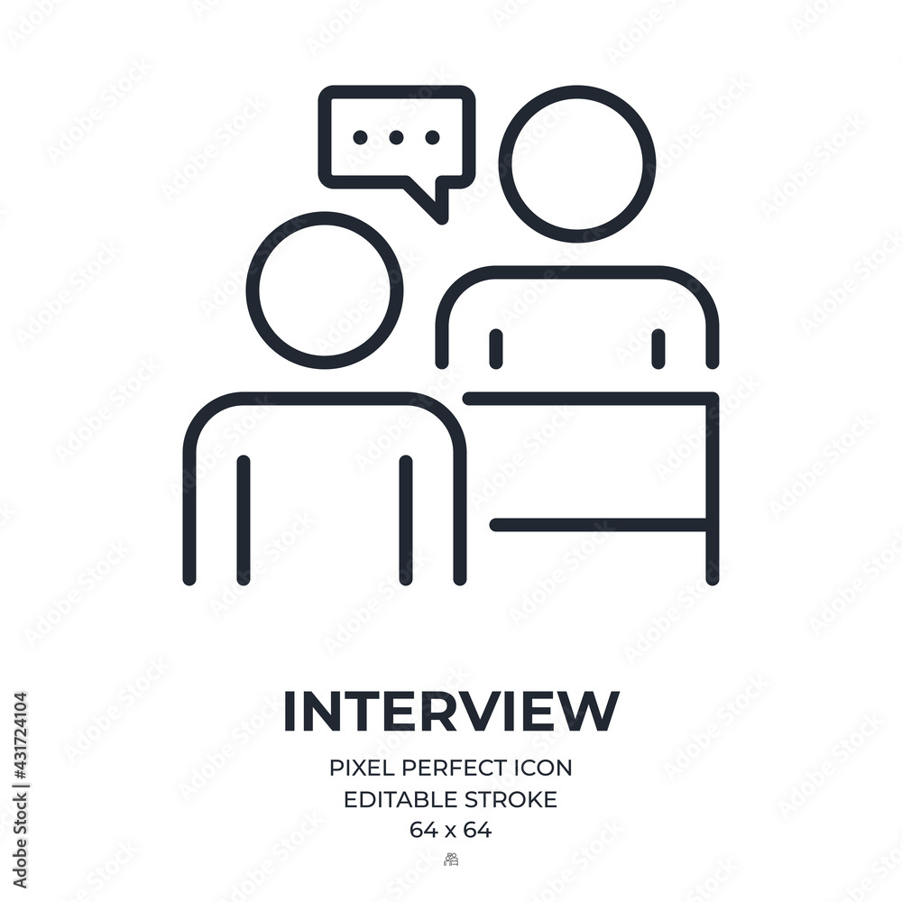 Canvas Prints interview or collaboration process editable stroke outline icon isolated on white background flat ve