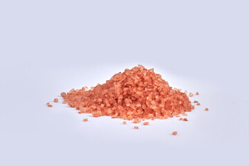 Pile of Himalayan salt isolated on white background.