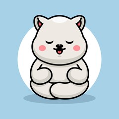 Cute baby polar bear meditation cartoon