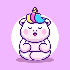 Obraz na płótnie Canvas Cute baby unicorn meditation cartoon