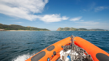 Sailing in Zodiac in the Cíes Islands