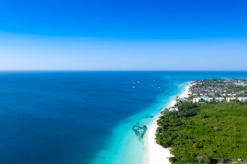 Tropical Sea. Amazing bird eyes view in Zanzibar