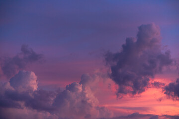 Evening purple sky in golden time with strange dark feeling cloud