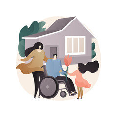 Social adaptation of disabled people abstract concept vector illustration.