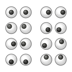 Cute Toy Eyes Set on White Background. Vector