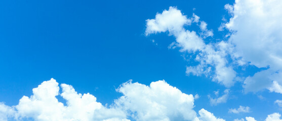 Panorama blue sky with cloud and sunlight background