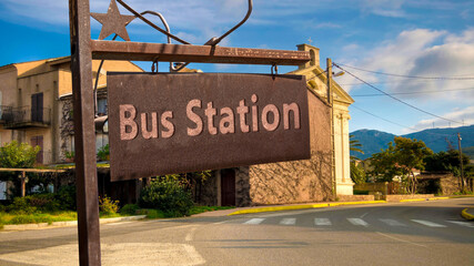 Street Sign to Bus Station