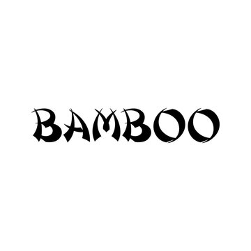 Banner con palabra Bamboo en alfabeto decorativo de estilo asiático