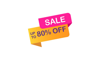 Sale tags badges vector template, up to 60 percent off. Discount Eighty Percent Origami Banner