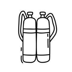 Scuba diving. Vector drawing on an isolated white background. Diving equipment. Contour drawing for marine decor, sticker.