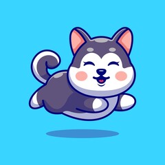 Cute baby husky running cartoon