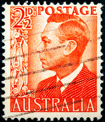 stamp from Australia depicting a portrait of King George VI
