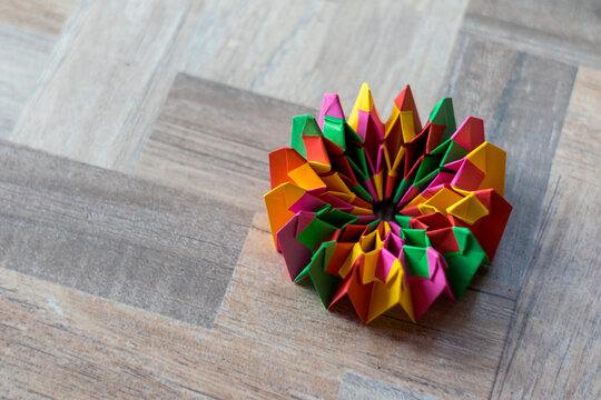 colorful modular origami with kaleidoscope shape