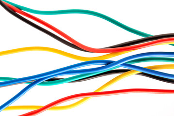 Electrical cables isolated on white background.