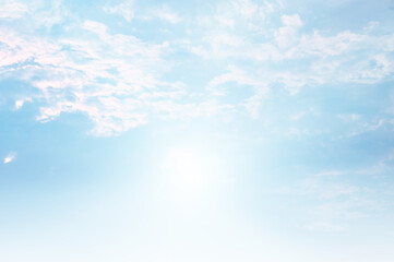 Blue sky with white cloud. The summer heaven is colorful clearing day Good weather and beautiful nature in the morning.