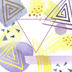 Abstract geometric background watercolor. Geometric shapes set frame cover notepad. Frame for fabric, postcard, poster, business card.