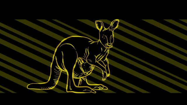 Funny animals, kangaroo. Neon light. Design of advertising banners and websites. A glowing sign.
