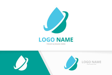 Abstract blue water drop logo. Nature oil logotype design template.