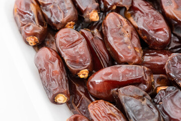 Palm dates package on the white background.
