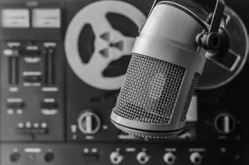 For podcasters: professional microphone and tape recorder
